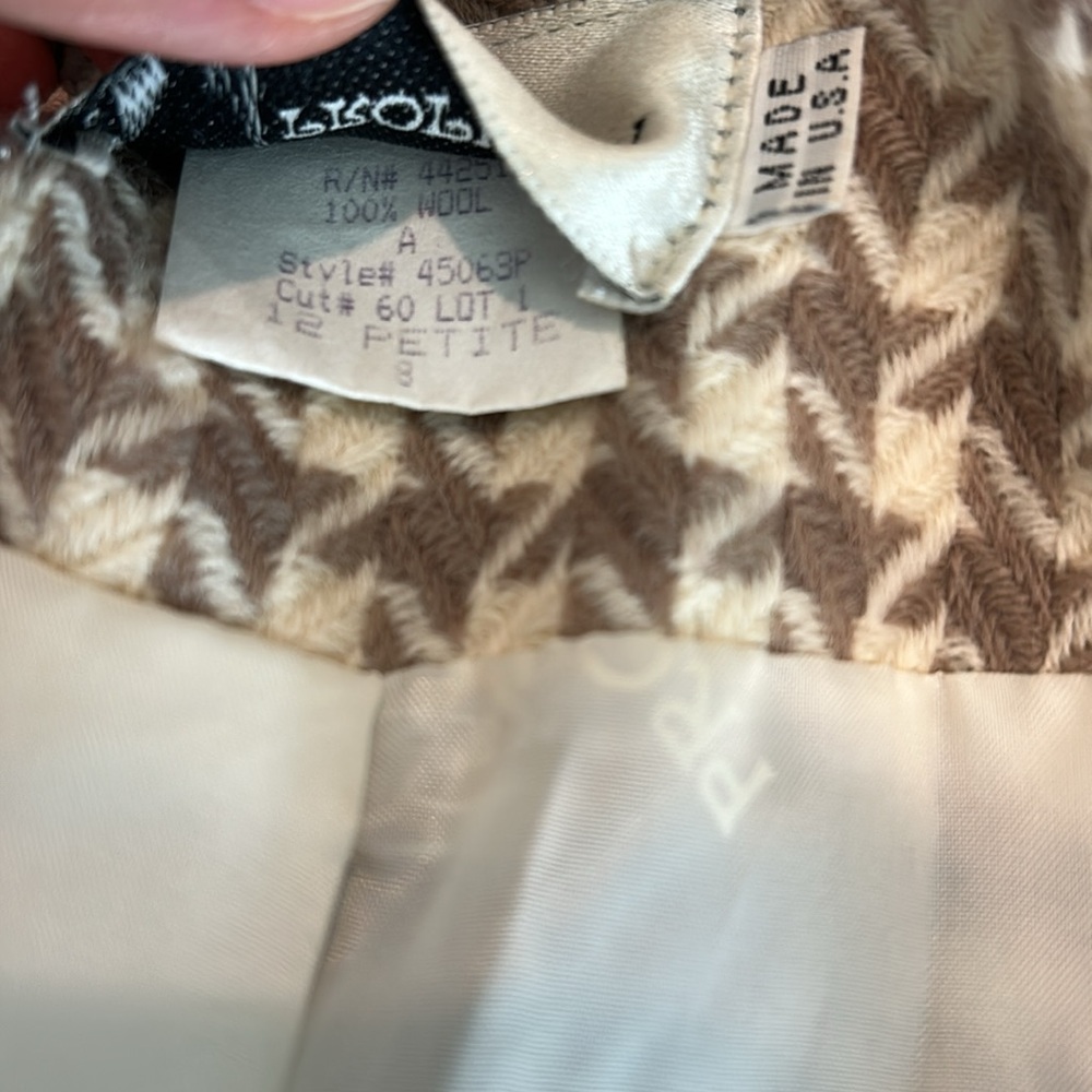 Vintage Prophecy cream taupe houndstooth long sleeve blazer jacket - Picture 12 of 14
